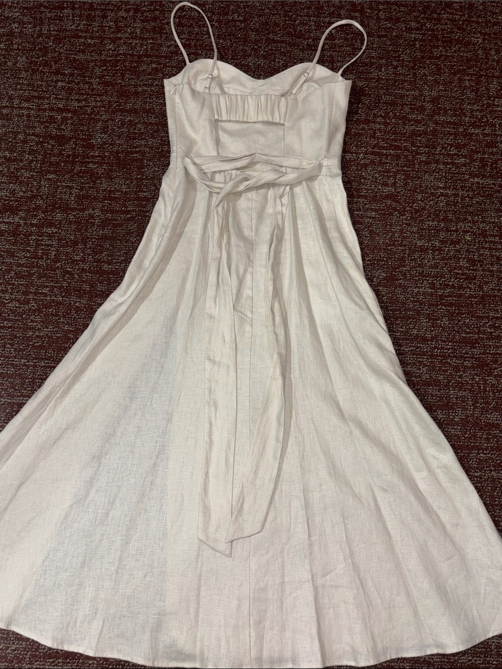 Reformation Jada linen midi dress cream tie waist high slit corset top open back - Picture 3 of 16